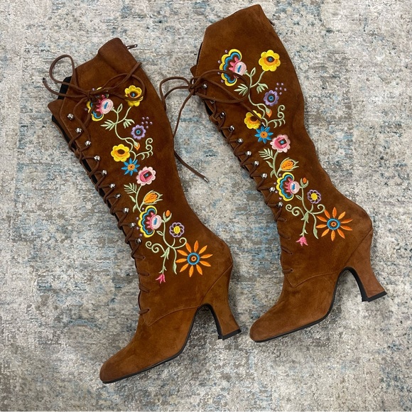 PENNY LANE BOOTS ✨ JEFFERY CAMPBELL X FREE PEOPLE ✨ WISTERIA RARE GEM💎 - Picture 12 of 17